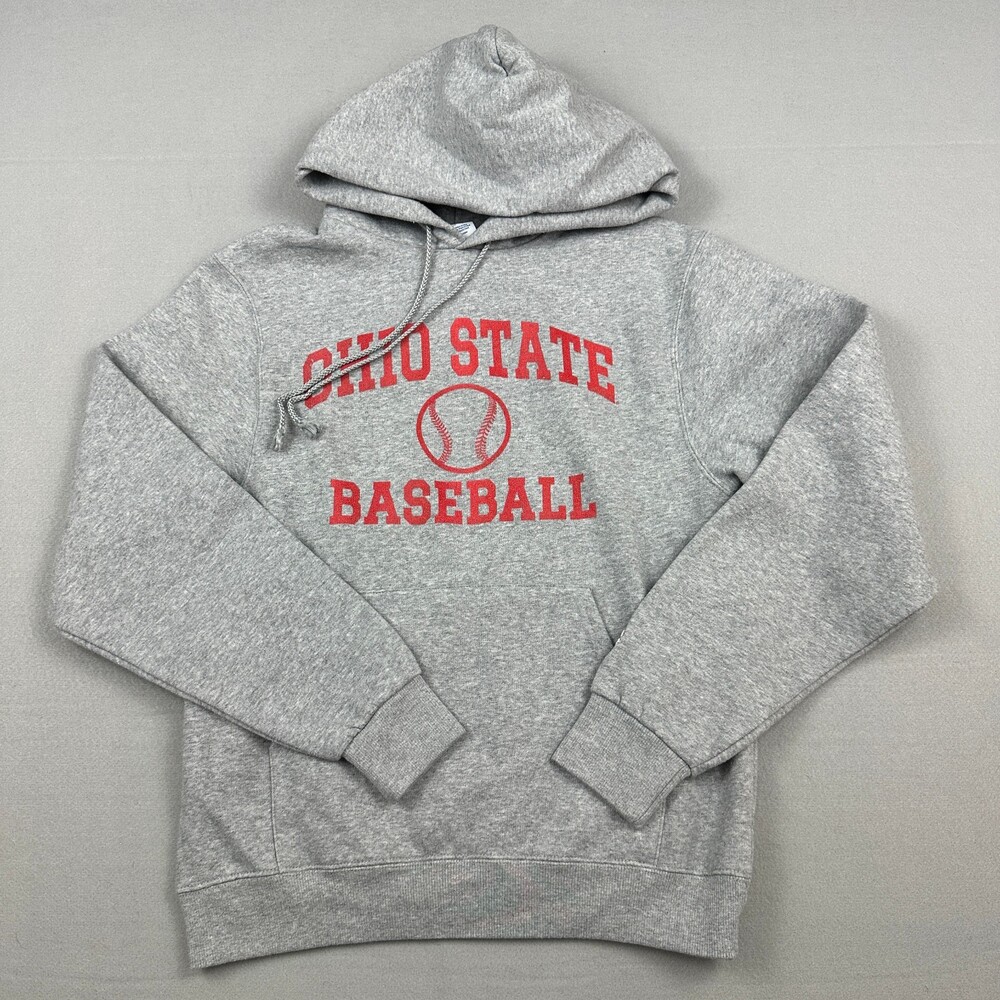 Ohio State Buckeyes Hoodie Men Small Gray Champion Pullover Baseball Sweatshirt